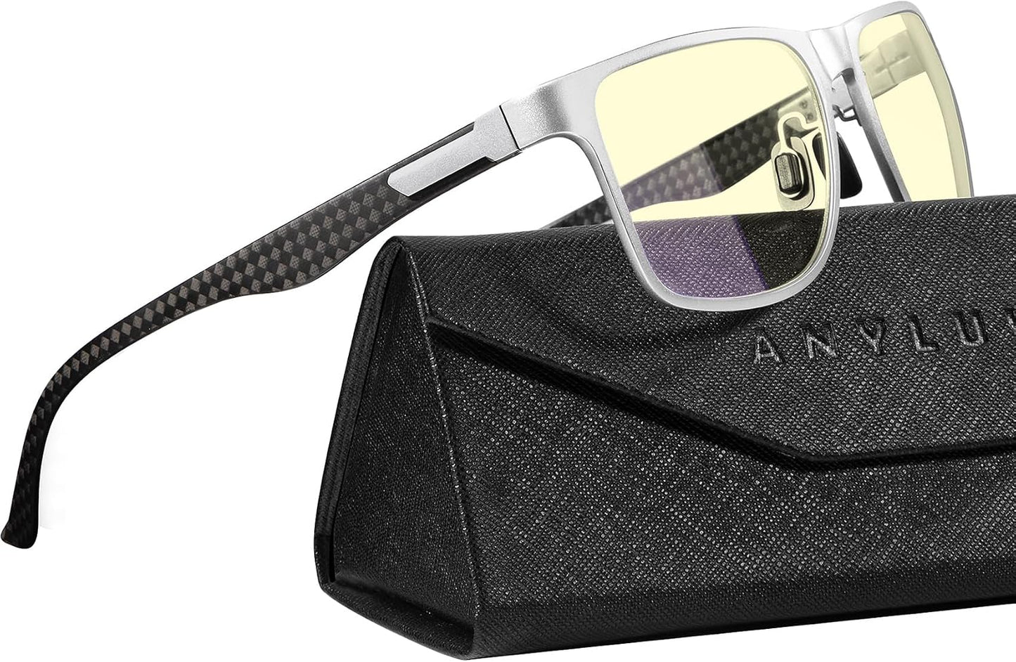 Blue Light Glasses Men, Relieve Eyestrain and Eye Protection, Al-Mg Metal Computer Blue Light Blocking Glasses