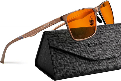 Blue Light Glasses Men, Relieve Eyestrain and Eye Protection, Al-Mg Metal Computer Blue Light Blocking Glasses