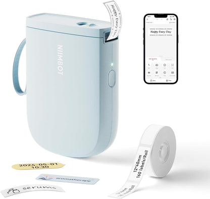 D110 Upgraded Label Maker, Mini Label Printer, Portable Label Maker Machine with Tape Bluetooth Thermal Labelling Machine Small Sticker Printer for Home Kitchen School Office Store, White