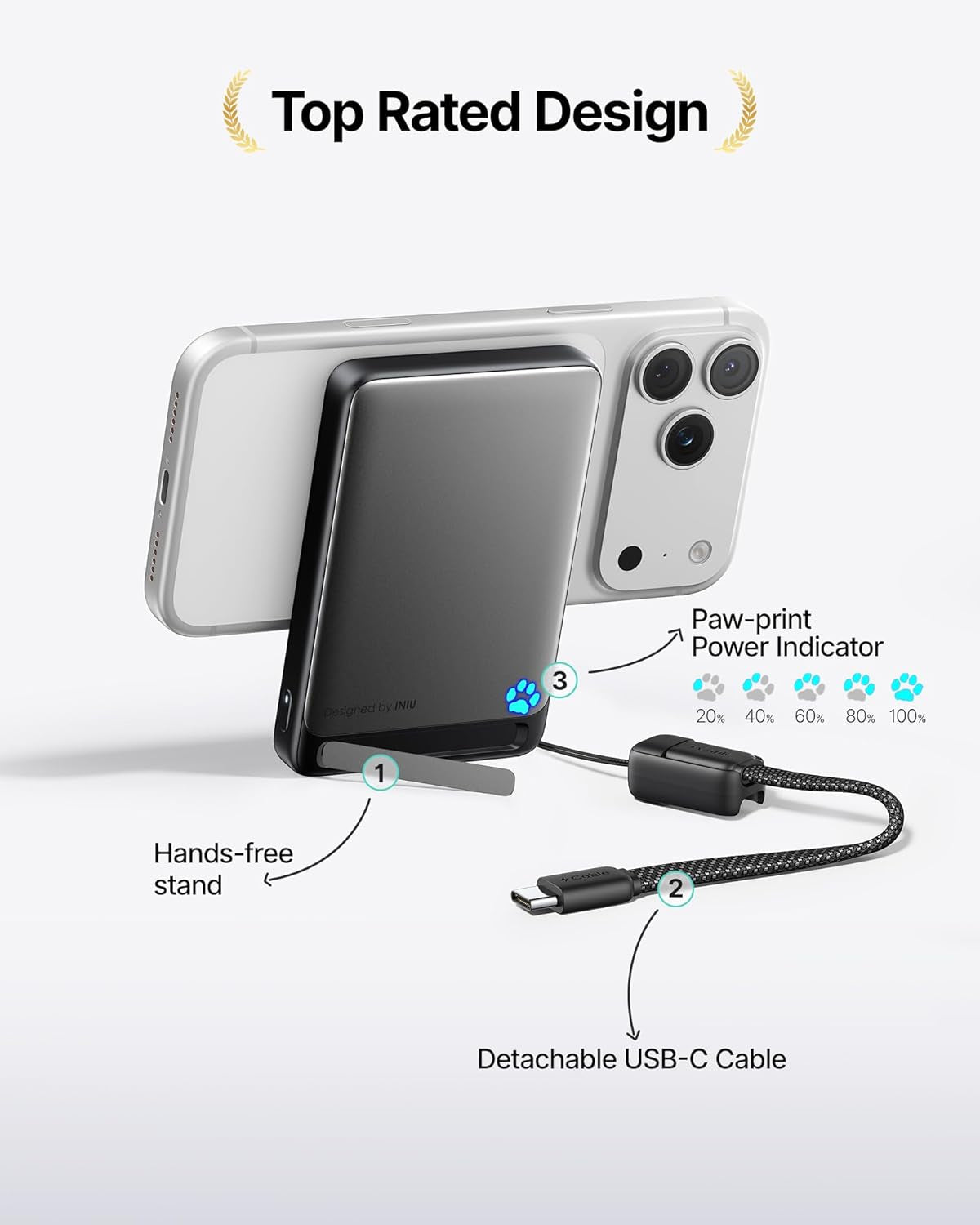 for Magsafe Power Bank, Original Qi2 Certified Wireless Fast Charging, Slimmest 10000Mah 45W Magnetic Portable Charger with USB C Cable & Stand, Travel Pwerbank for Iphone 17-12 Only