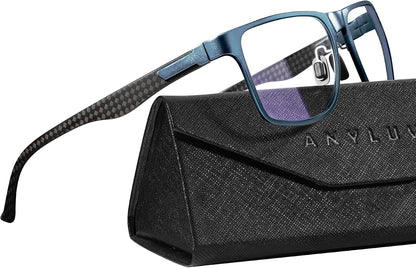 Blue Light Glasses Men, Relieve Eyestrain and Eye Protection, Al-Mg Metal Computer Blue Light Blocking Glasses