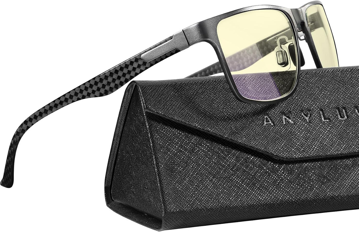 Blue Light Glasses Men, Relieve Eyestrain and Eye Protection, Al-Mg Metal Computer Blue Light Blocking Glasses
