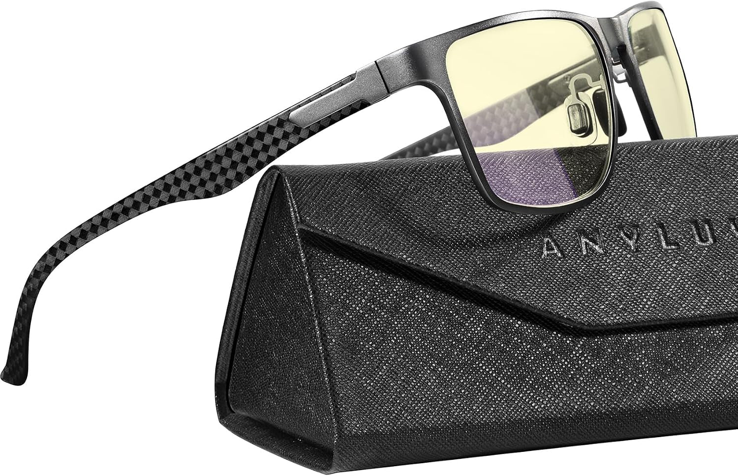 Blue Light Glasses Men, Relieve Eyestrain and Eye Protection, Al-Mg Metal Computer Blue Light Blocking Glasses
