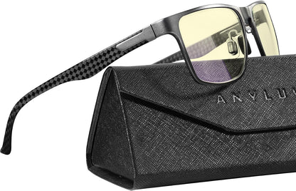 Blue Light Glasses Men, Relieve Eyestrain and Eye Protection, Al-Mg Metal Computer Blue Light Blocking Glasses