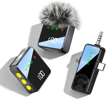 3-In-1 Wireless Lavalier Microphone for Iphone, Android, Camera | Mini Microphone with Digital Display & Noise Reduction, 20H Battery Life, Mic for Video Recording, Tiktok, Youtube, Vlogging
