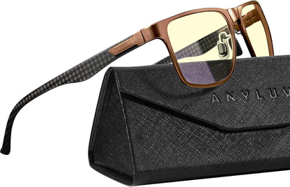 Blue Light Glasses Men, Relieve Eyestrain and Eye Protection, Al-Mg Metal Computer Blue Light Blocking Glasses