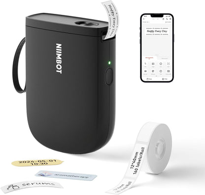 D110 Upgraded Label Maker, Mini Label Printer, Portable Label Maker Machine with Tape Bluetooth Thermal Labelling Machine Small Sticker Printer for Home Kitchen School Office Store, White