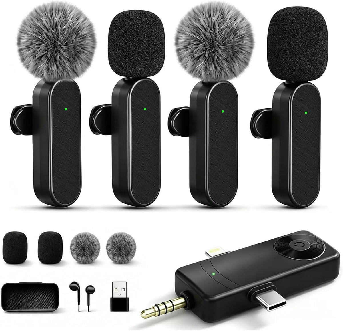 Wireless Lavailer Microphones for Android Iphone Ipad Laptop & Camera, USB-C, Wireless Mini Microphone for Video Recording, Vlog, Youtube, Tiktok