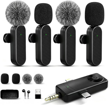 Wireless Lavailer Microphones for Android Iphone Ipad Laptop & Camera, USB-C, Wireless Mini Microphone for Video Recording, Vlog, Youtube, Tiktok