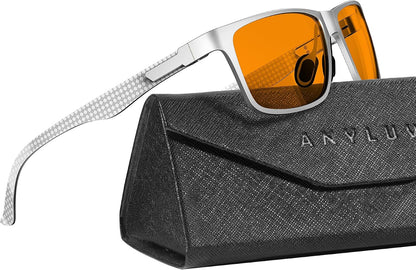 Blue Light Glasses Men, Relieve Eyestrain and Eye Protection, Al-Mg Metal Computer Blue Light Blocking Glasses