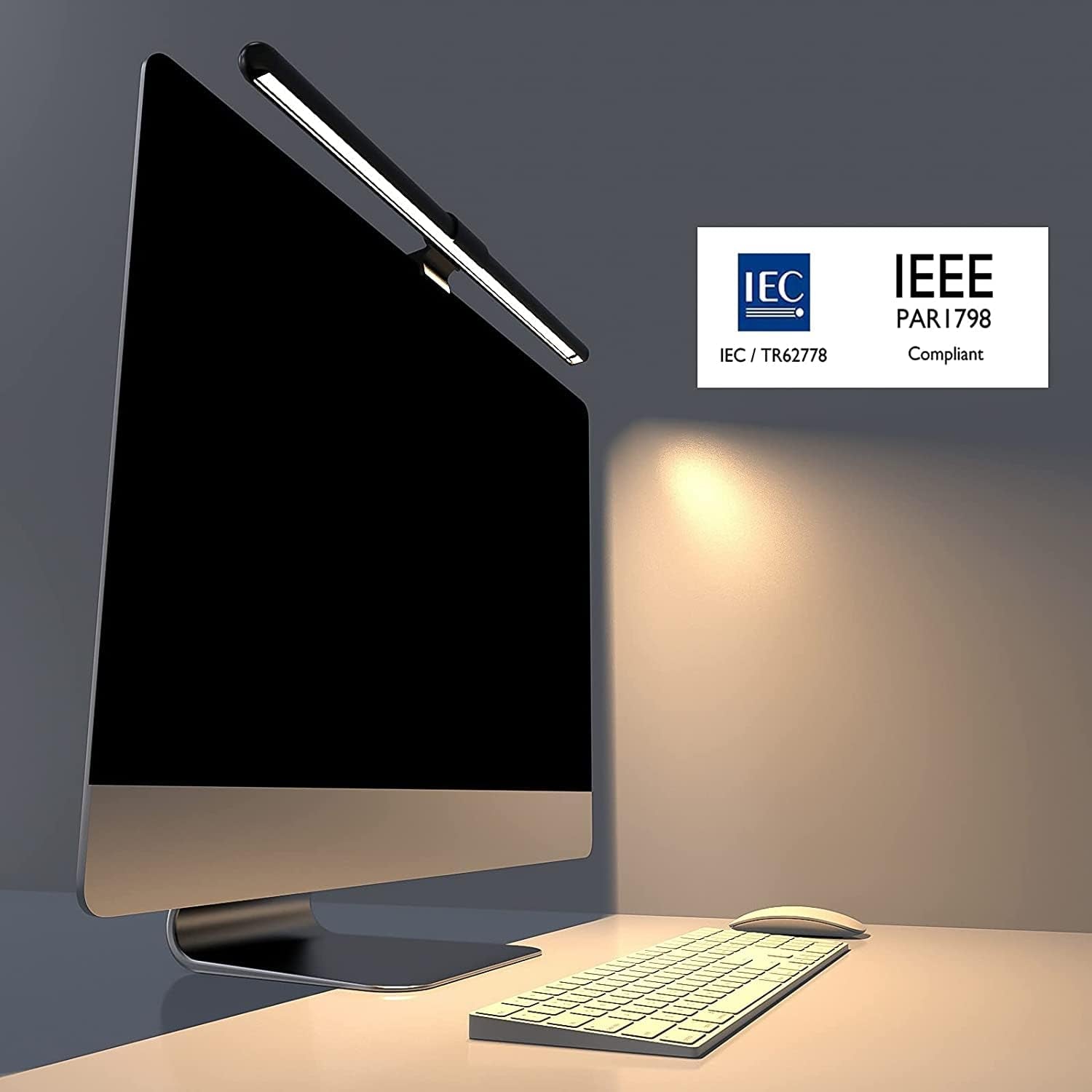 Computer Monitor Lamp, 52CM Screen Monitor Light Bar for Eye Caring, E-Reading LED Task Lamp with Auto-Dimming & Stepless Adjustment, Touch Control No Screen Glare Space Saving Home Office Lamp