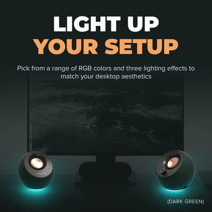 Pebble Pro Minimalist 2.0 USB-C Computer Speakers with Bluetooth 5.3 and Customizable RGB Lighting, Clear Dialog and Bassflex Tech, USB Audio, Headset Port, for PC and Mac (White)