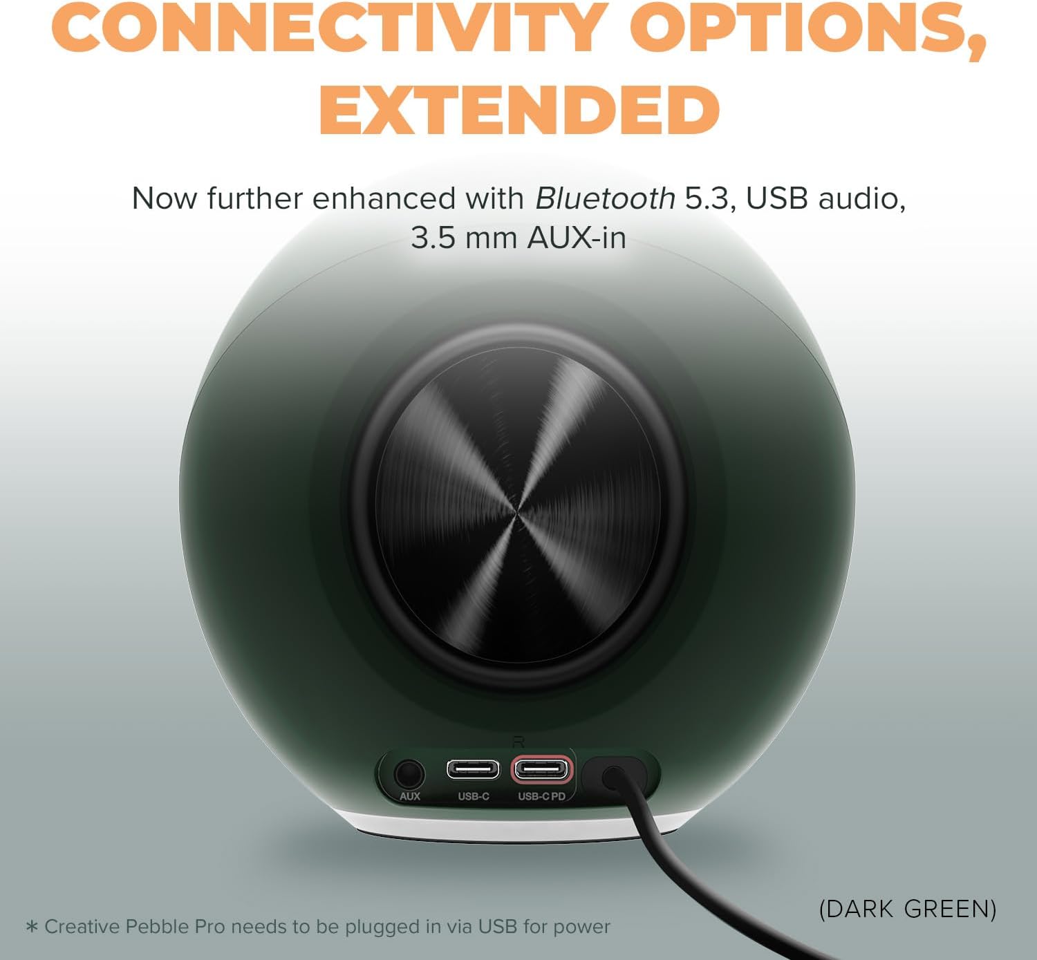 Pebble Pro Minimalist 2.0 USB-C Computer Speakers with Bluetooth 5.3 and Customizable RGB Lighting, Clear Dialog and Bassflex Tech, USB Audio, Headset Port, for PC and Mac (White)
