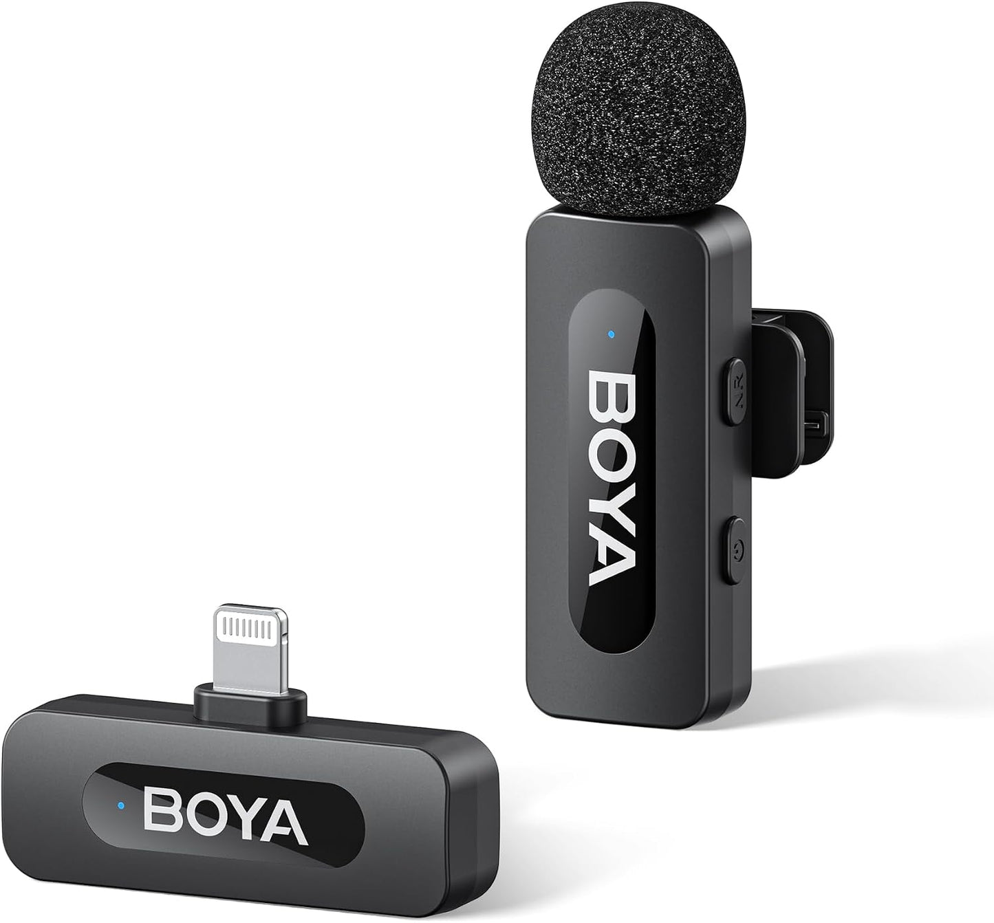 BY-V20 Wireless Lavalier Microphones for iPhone 15/16 Series & USB-C Devices - 100M Range, 9H Battery Life, Noise Reduction Mini Clip-On Mic for Video Recording, YouTube, and TikTok