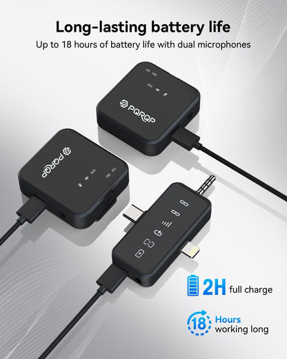 Elevate Your Audio Experience with the 3-in-1 Wireless Lavalier Microphone for iPhone, Android, and Camera - Perfect for Video Recording, TikTok, YouTube, and Interviews with Noise Cancelling and 328Ft Range!