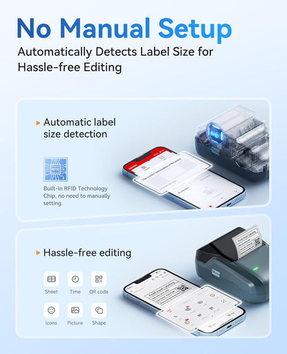 B1 Label Maker, Portable Thermal Label Printer, Mini Label Maker Machine with Tape, Bluetooth Small Sticker Printer with Auto Identification, Labelling Machine for Office, Home, Business