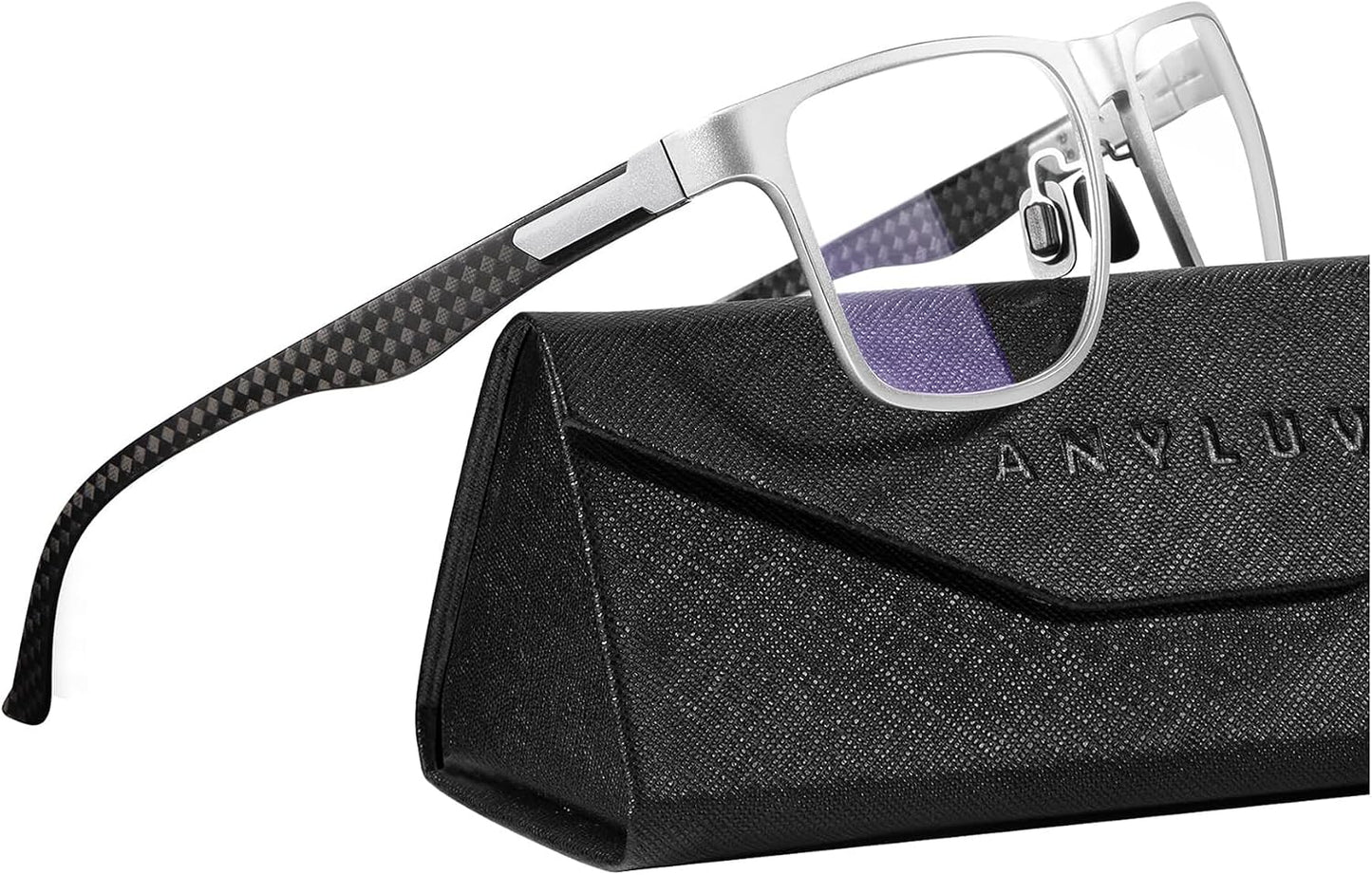 Blue Light Glasses Men, Relieve Eyestrain and Eye Protection, Al-Mg Metal Computer Blue Light Blocking Glasses