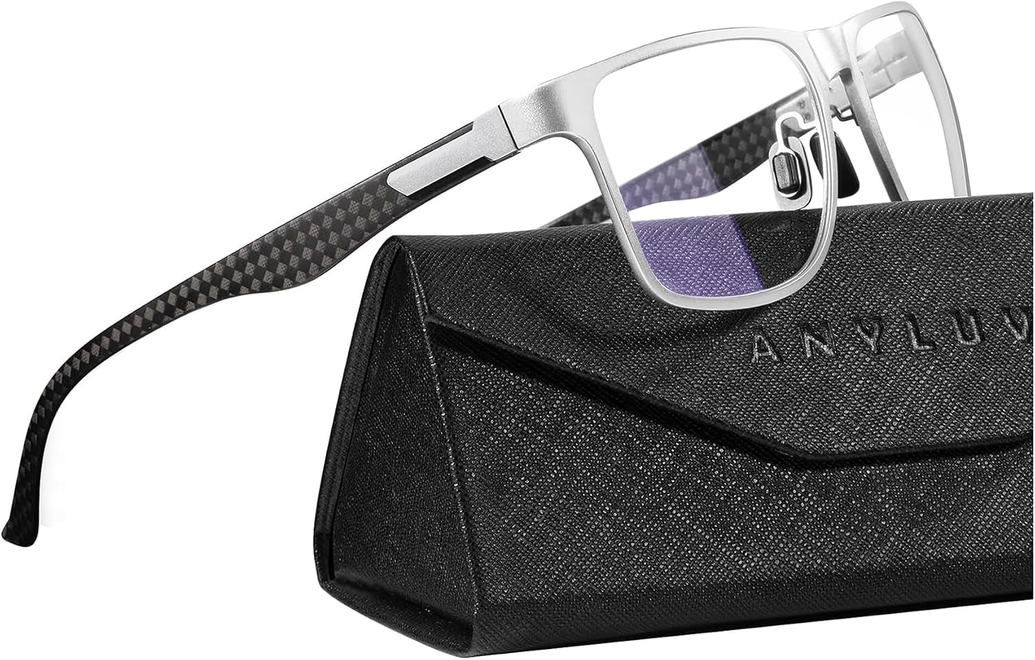 Blue Light Glasses Men, Relieve Eyestrain and Eye Protection, Al-Mg Metal Computer Blue Light Blocking Glasses