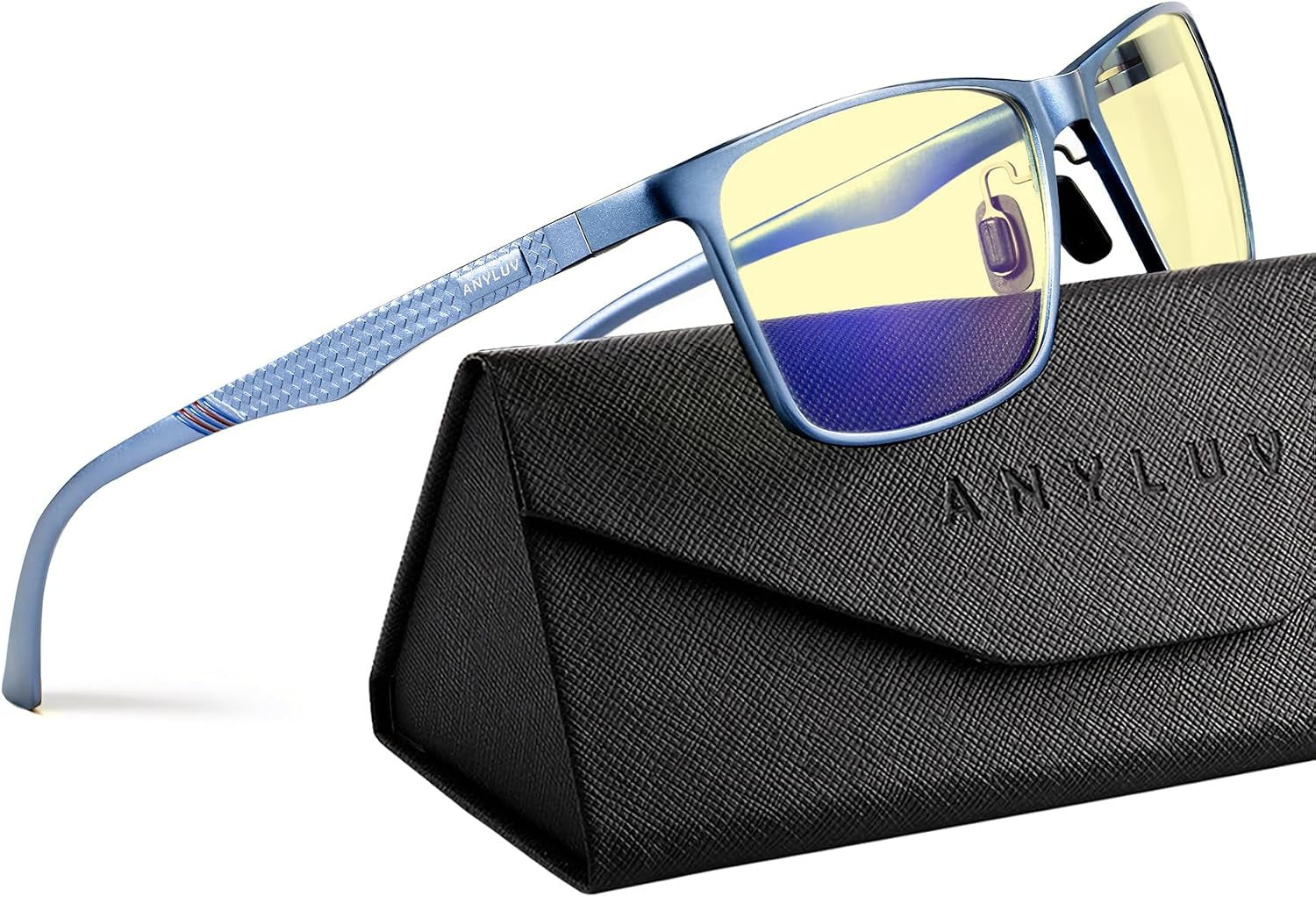 Blue Light Glasses Men, Relieve Eyestrain and Eye Protection, Al-Mg Metal Computer Blue Light Blocking Glasses