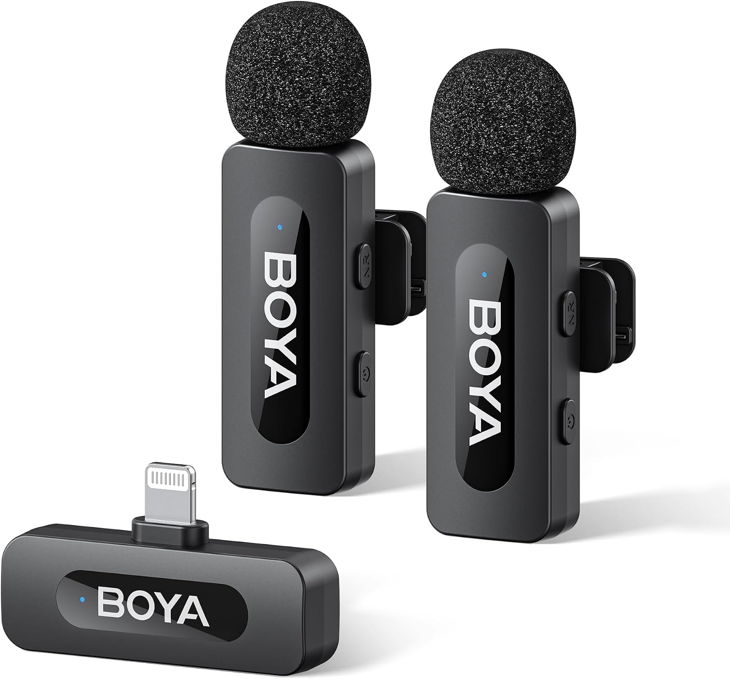 BY-V20 Wireless Lavalier Microphones for iPhone 15/16 Series & USB-C Devices - 100M Range, 9H Battery Life, Noise Reduction Mini Clip-On Mic for Video Recording, YouTube, and TikTok