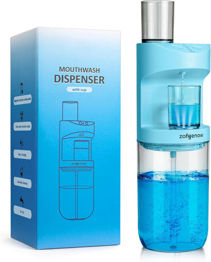 Automatic Mouthwash Dispenser for Bathroom,Bathroom Accessories 19.4 Fl Oz Dispensers with Magnetic Cups,Wall Mounted Dispenser,Suitable for All Age Groups,White