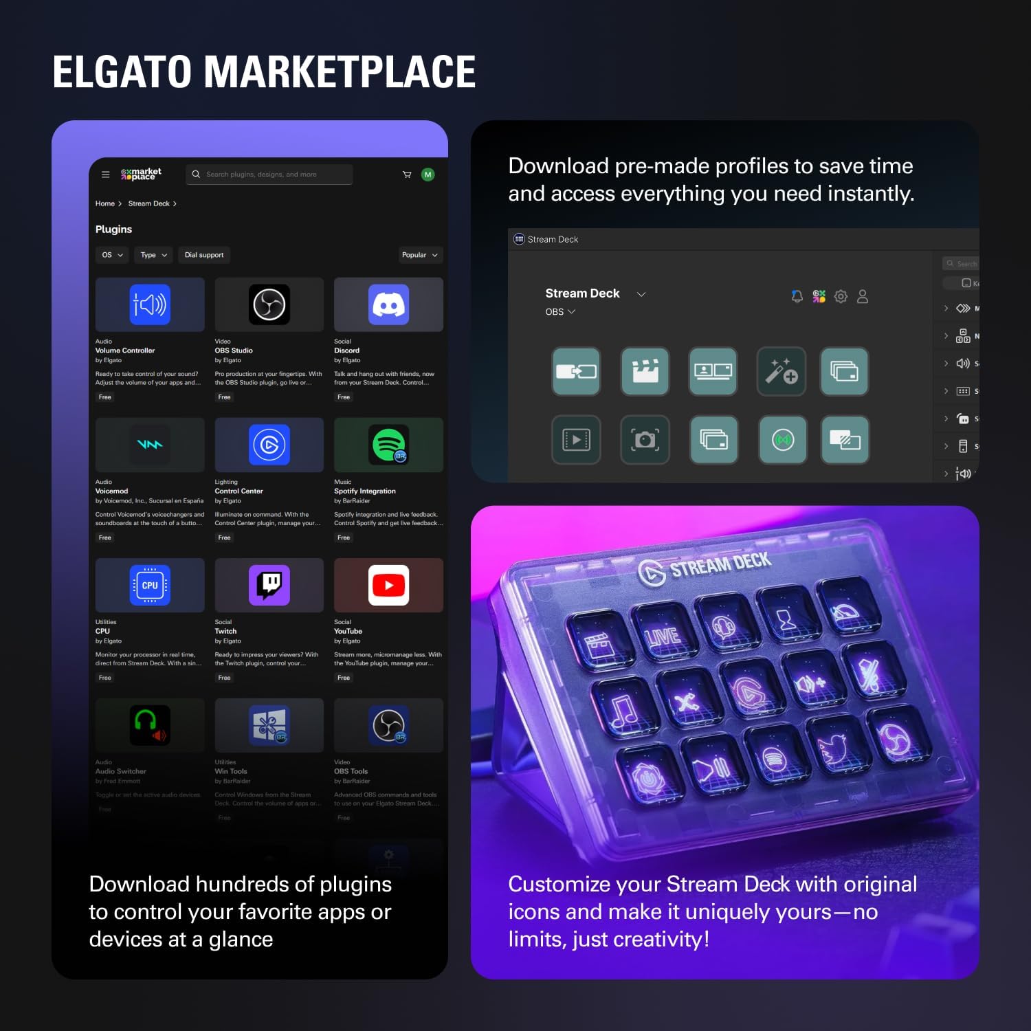 Stream Deck +, Audio Mixer, Production Console and Studio Controller for Content Creators, Streaming, Gaming, with Customizable Touch Strip Dials and LCD Keys, Works with Mac and PC