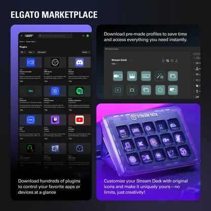 Stream Deck +, Audio Mixer, Production Console and Studio Controller for Content Creators, Streaming, Gaming, with Customizable Touch Strip Dials and LCD Keys, Works with Mac and PC