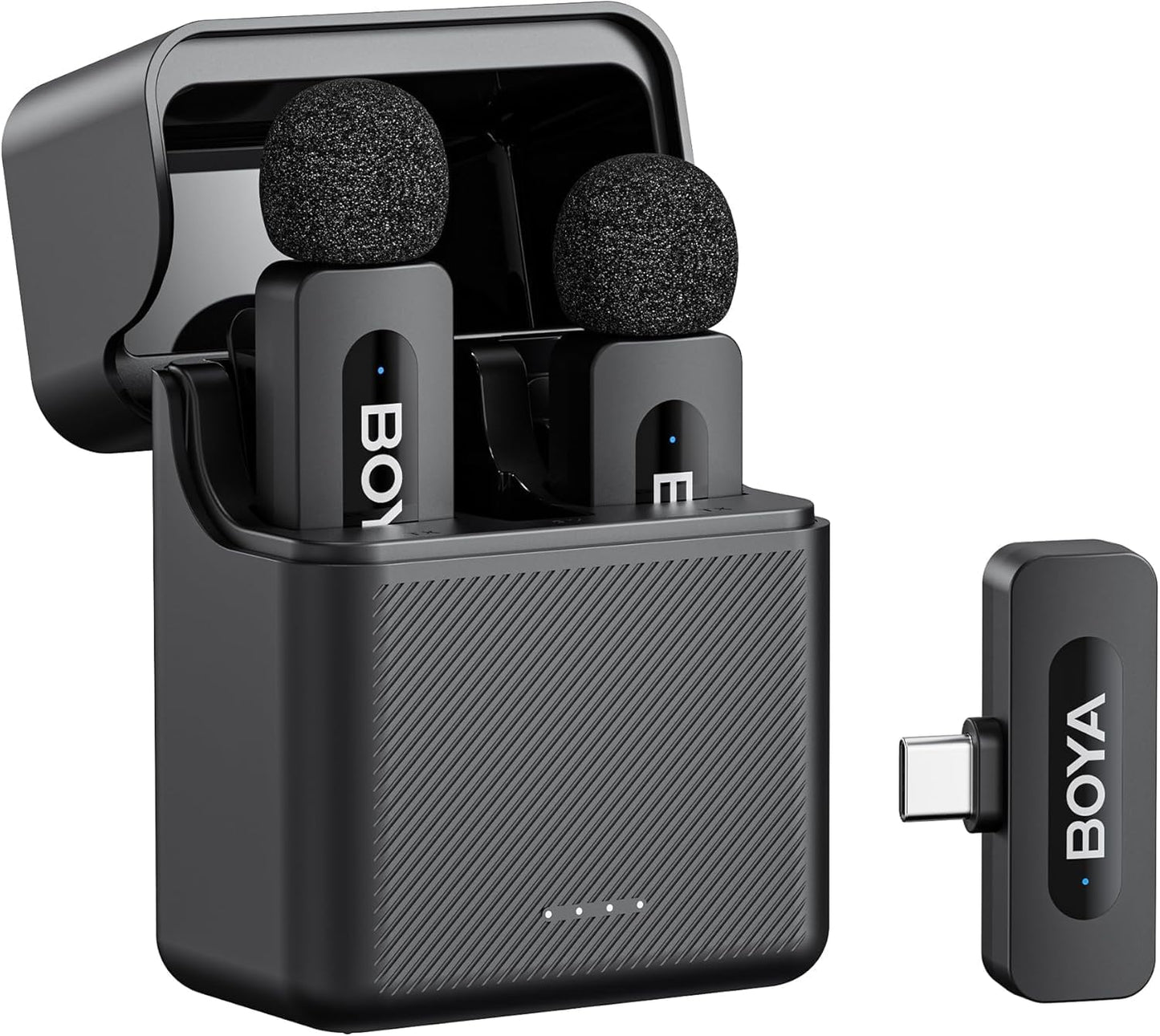 BY-V20 Wireless Lavalier Microphones for iPhone 15/16 Series & USB-C Devices - 100M Range, 9H Battery Life, Noise Reduction Mini Clip-On Mic for Video Recording, YouTube, and TikTok