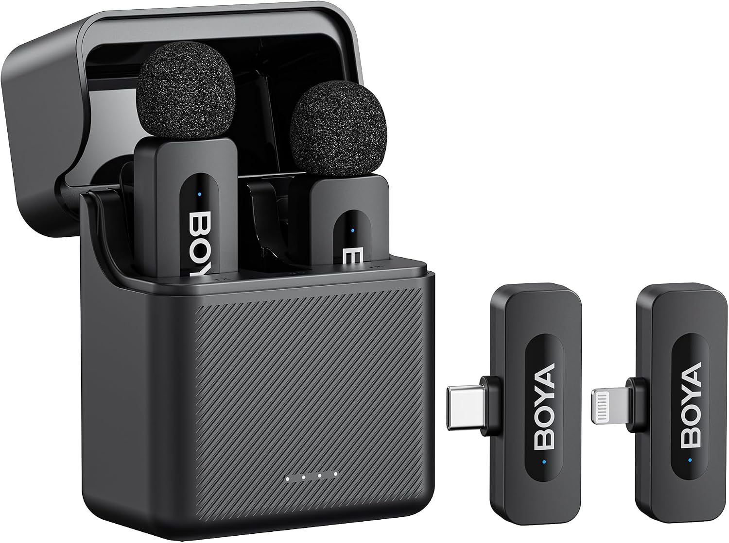 BY-V20 Wireless Lavalier Microphones for iPhone 15/16 Series & USB-C Devices - 100M Range, 9H Battery Life, Noise Reduction Mini Clip-On Mic for Video Recording, YouTube, and TikTok