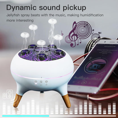 Essential Oil Diffuser 250Ml,Jellyfish Diffuser Volcano Diffuser Air Humidifiers Dynamic Sound Pickup Ultrasonic Aromatherapy Remote Control 7-Color Lights for Home Bedroom Office Hotel(White)