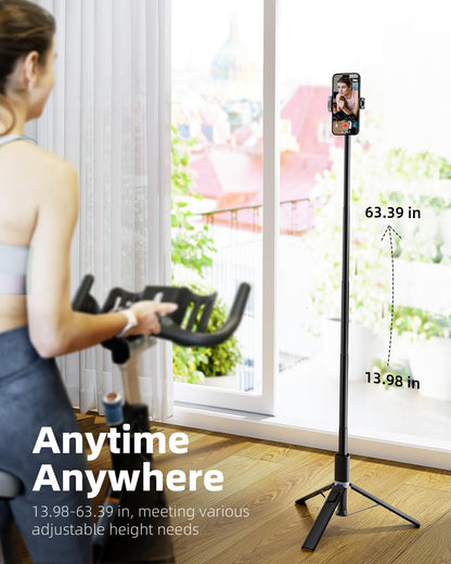 Elevate Your Selfie Game with the 63" All-in-One Tripod & Selfie Stick - Perfect for iPhone & Android!