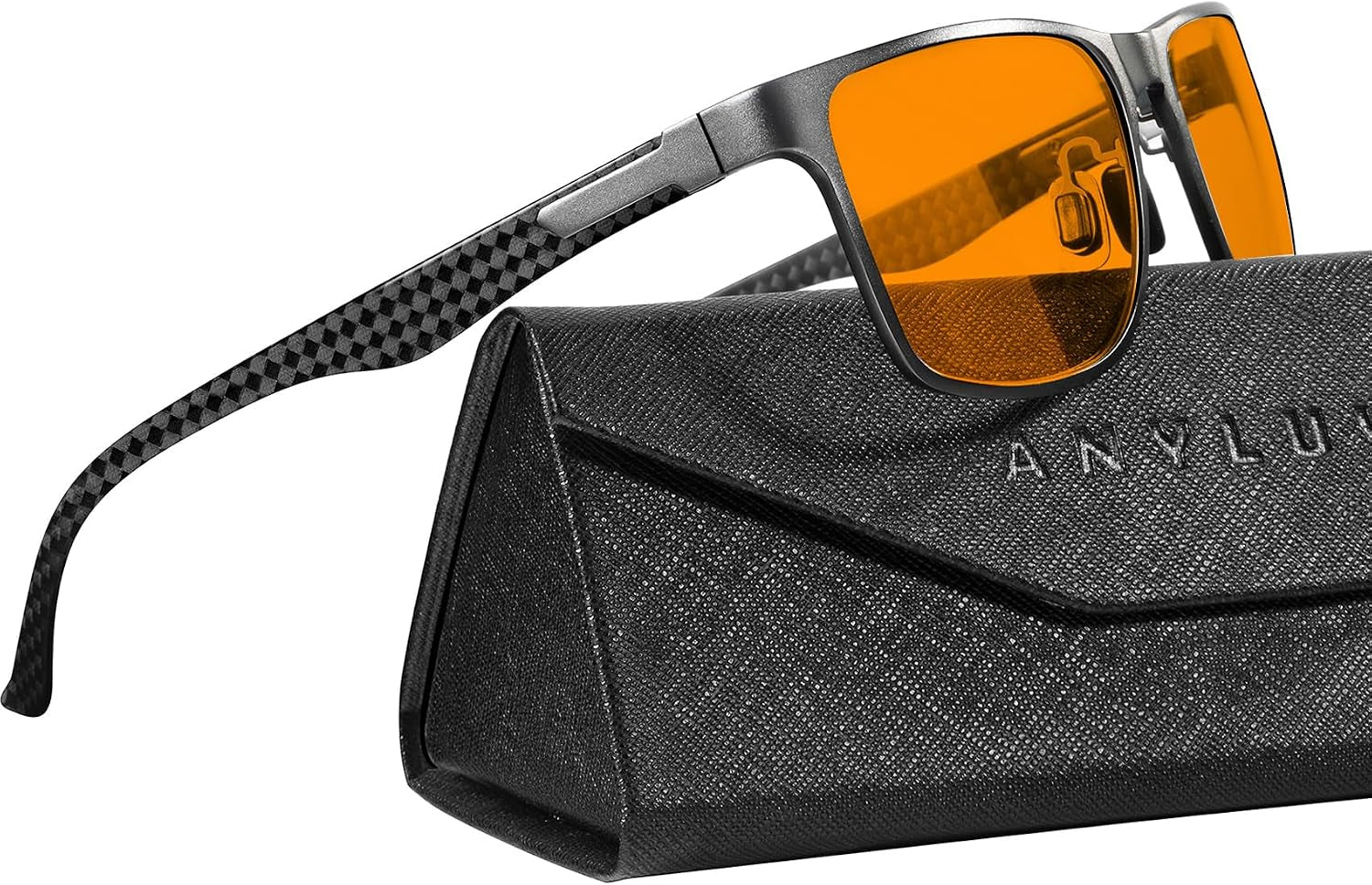 Blue Light Glasses Men, Relieve Eyestrain and Eye Protection, Al-Mg Metal Computer Blue Light Blocking Glasses