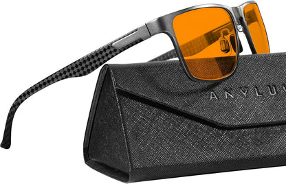 Blue Light Glasses Men, Relieve Eyestrain and Eye Protection, Al-Mg Metal Computer Blue Light Blocking Glasses