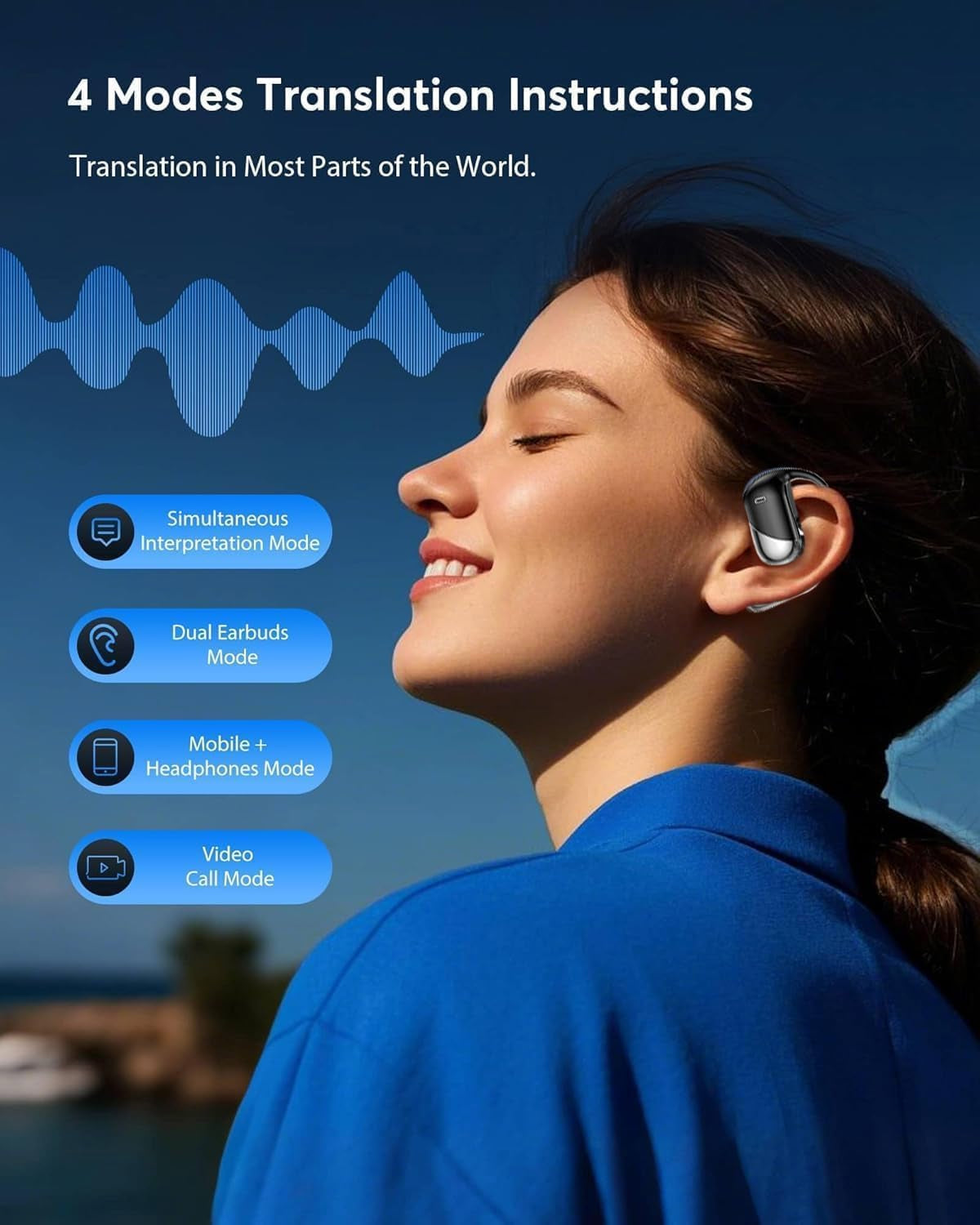 Real-Time AI Translation Earbuds, 198 Language Translator Earbuds, Audifonos Traductores Inglés Español, 3-In-1 Translating Earbuds for Travel, Meetings & Language Learning, with Charging Case