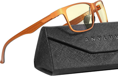 Blue Light Glasses Men, Relieve Eyestrain and Eye Protection, Al-Mg Metal Computer Blue Light Blocking Glasses