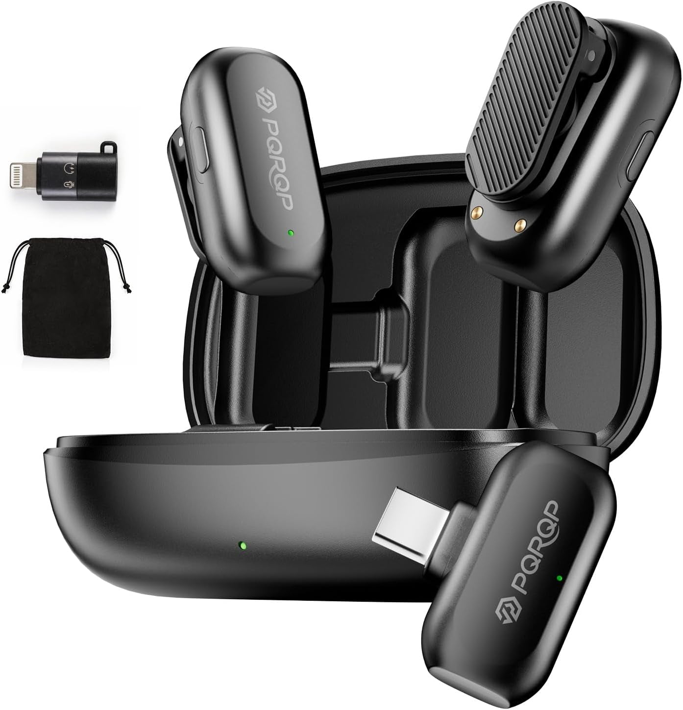 3 in 1 Wireless Lavalier Microphone for Iphone Android & Camera, Mini Clip-On Mic for Video Recording Tiktok Youtube Interview, Noise Cancelling, 328Ft Range, 18H Battery