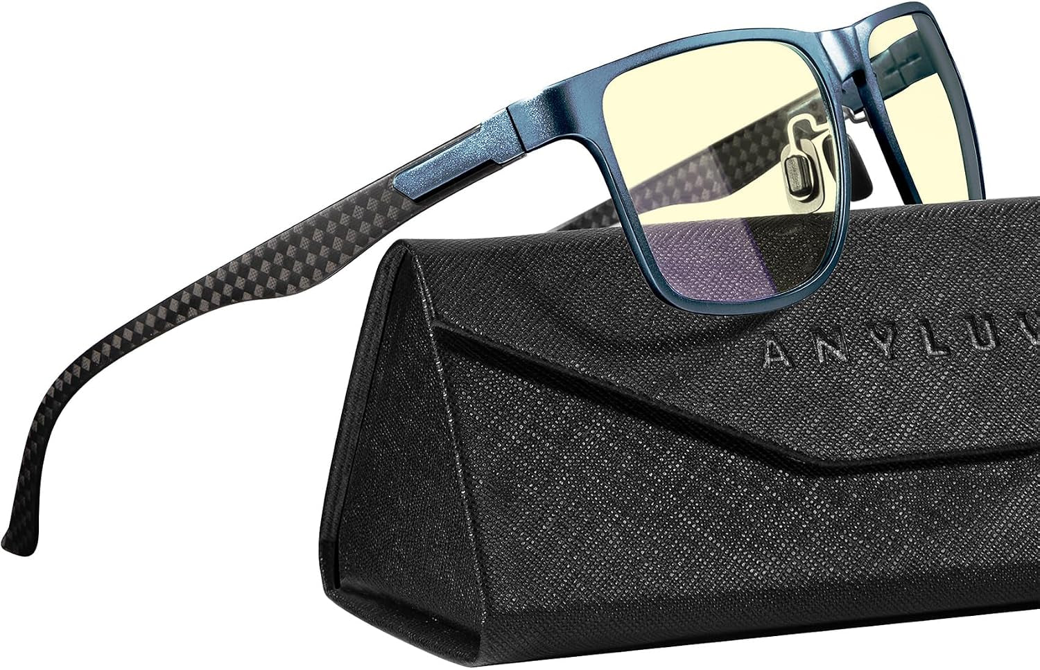 Blue Light Glasses Men, Relieve Eyestrain and Eye Protection, Al-Mg Metal Computer Blue Light Blocking Glasses