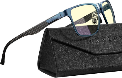 Blue Light Glasses Men, Relieve Eyestrain and Eye Protection, Al-Mg Metal Computer Blue Light Blocking Glasses