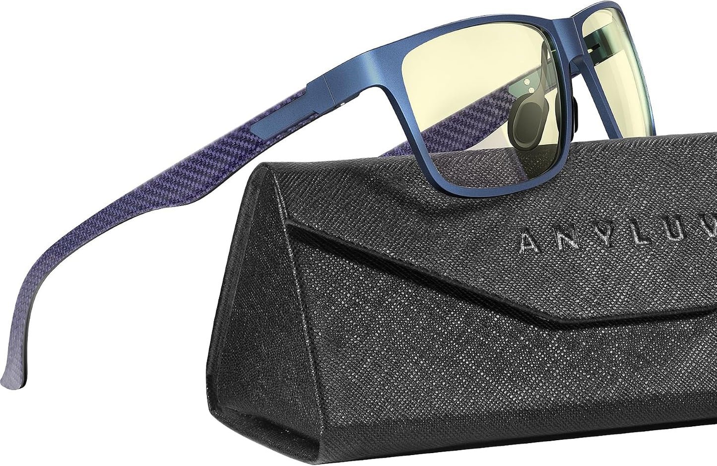 Blue Light Glasses Men, Relieve Eyestrain and Eye Protection, Al-Mg Metal Computer Blue Light Blocking Glasses
