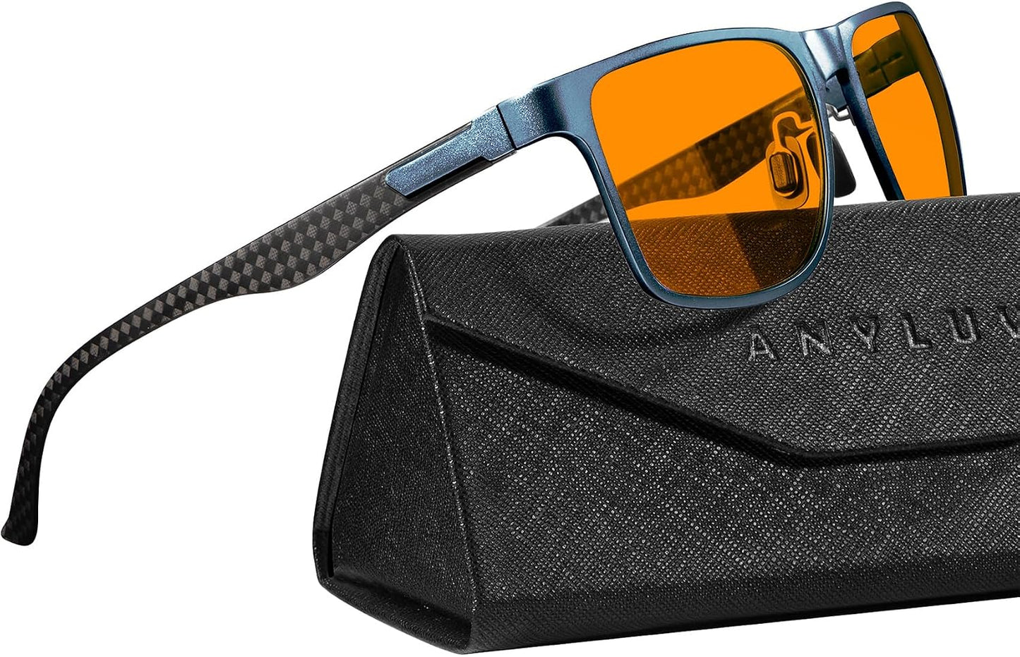 Blue Light Glasses Men, Relieve Eyestrain and Eye Protection, Al-Mg Metal Computer Blue Light Blocking Glasses