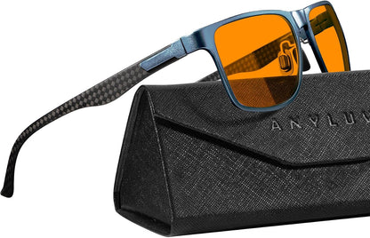 Blue Light Glasses Men, Relieve Eyestrain and Eye Protection, Al-Mg Metal Computer Blue Light Blocking Glasses