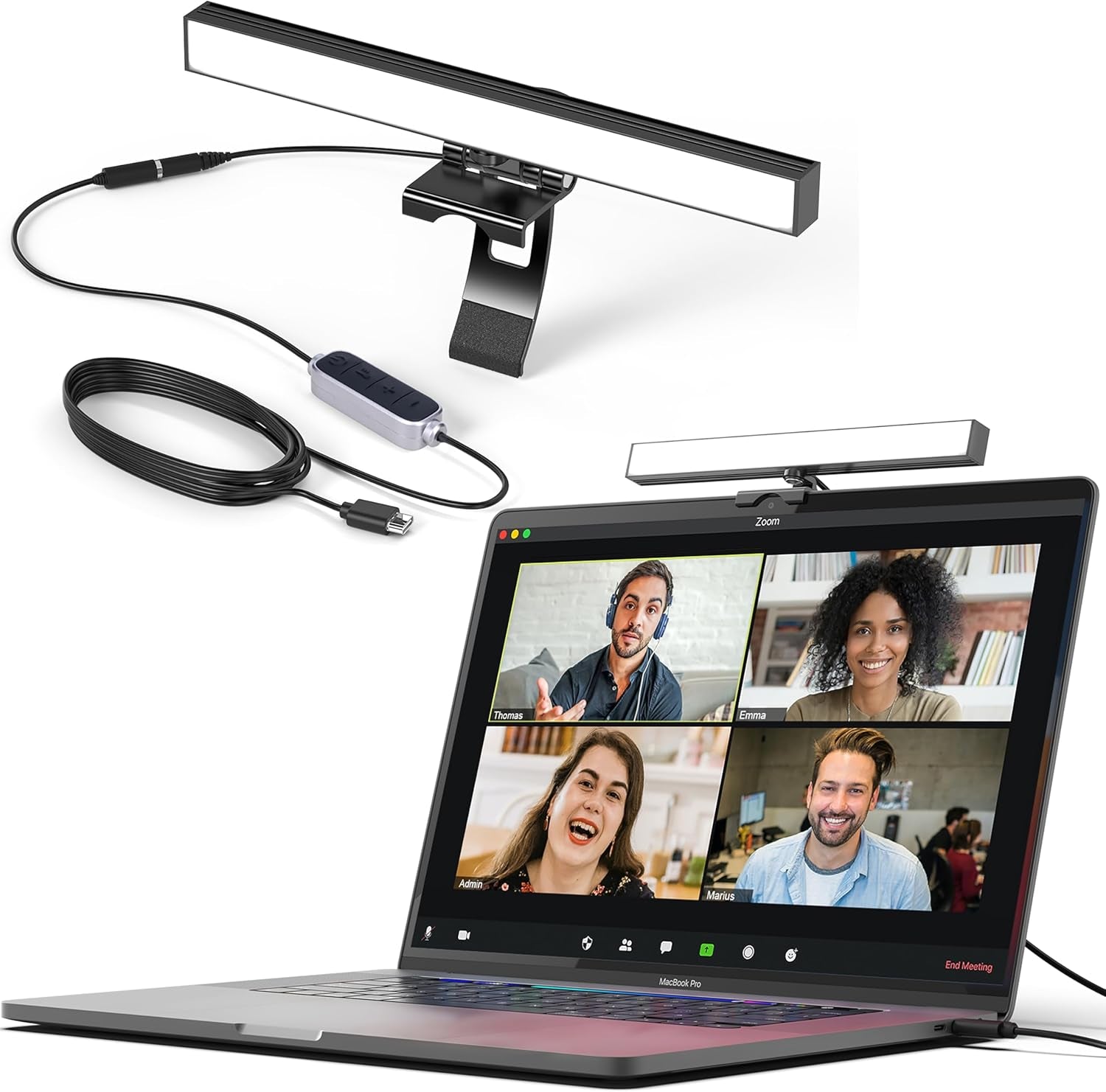 Video Conference Lighting - Webcam Light for Streaming, LED Monitor and Laptop Light for Video Conferencing, Zoom Lighting for Computer, Replace Ring Light for Zoom Meetings, Double Kit