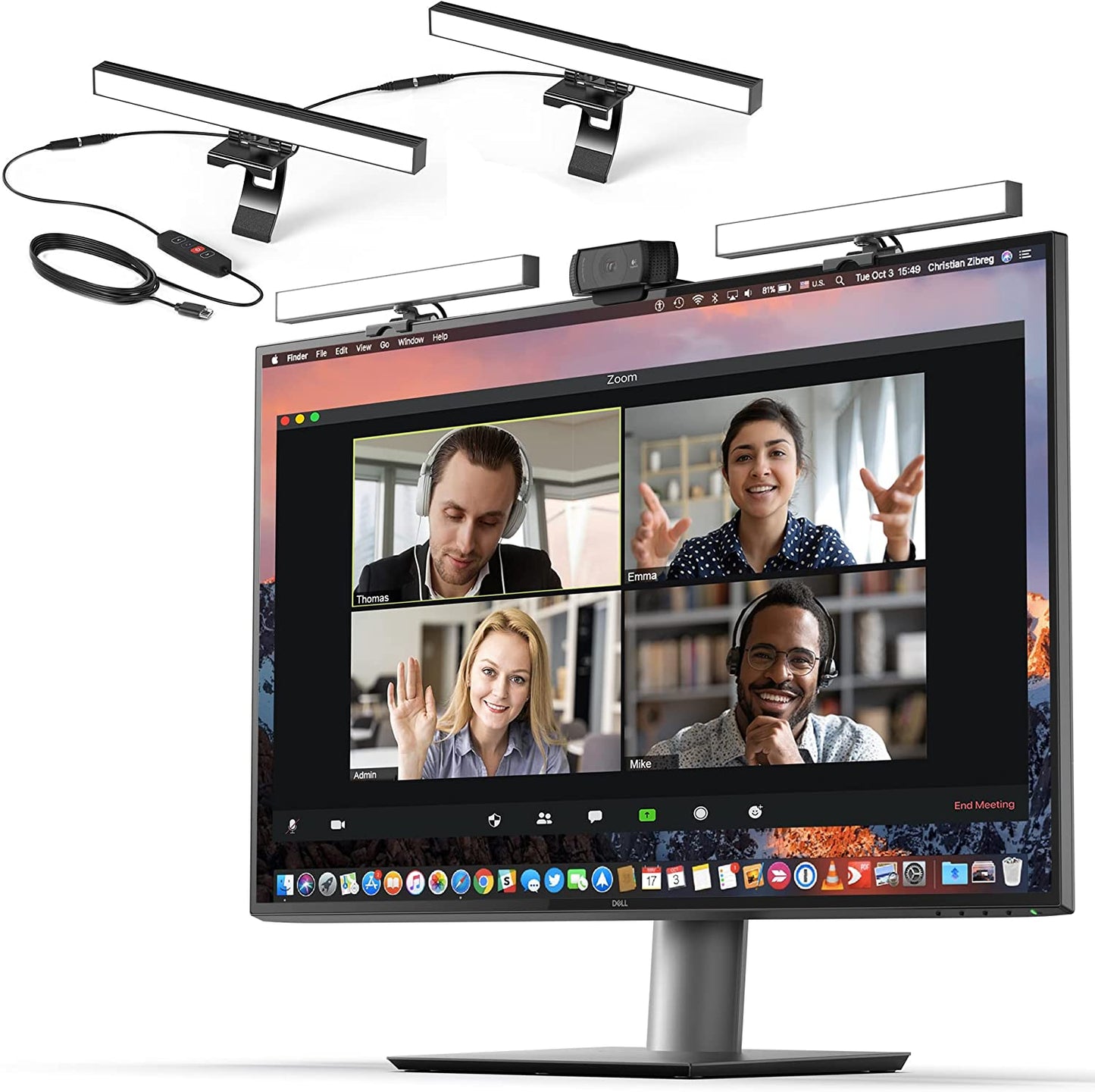 Video Conference Lighting - Webcam Light for Streaming, LED Monitor and Laptop Light for Video Conferencing, Zoom Lighting for Computer, Replace Ring Light for Zoom Meetings, Double Kit
