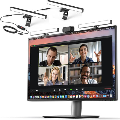 Video Conference Lighting - Webcam Light for Streaming, LED Monitor and Laptop Light for Video Conferencing, Zoom Lighting for Computer, Replace Ring Light for Zoom Meetings, Double Kit