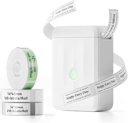 D110 Upgraded Label Maker, Mini Label Printer, Portable Label Maker Machine with Tape Bluetooth Thermal Labelling Machine Small Sticker Printer for Home Kitchen School Office Store, White
