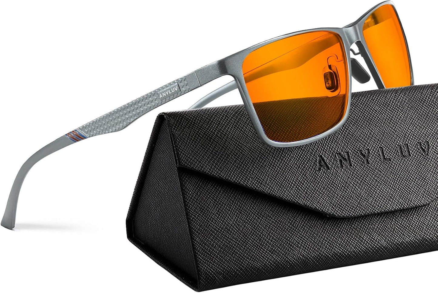 Blue Light Glasses Men, Relieve Eyestrain and Eye Protection, Al-Mg Metal Computer Blue Light Blocking Glasses