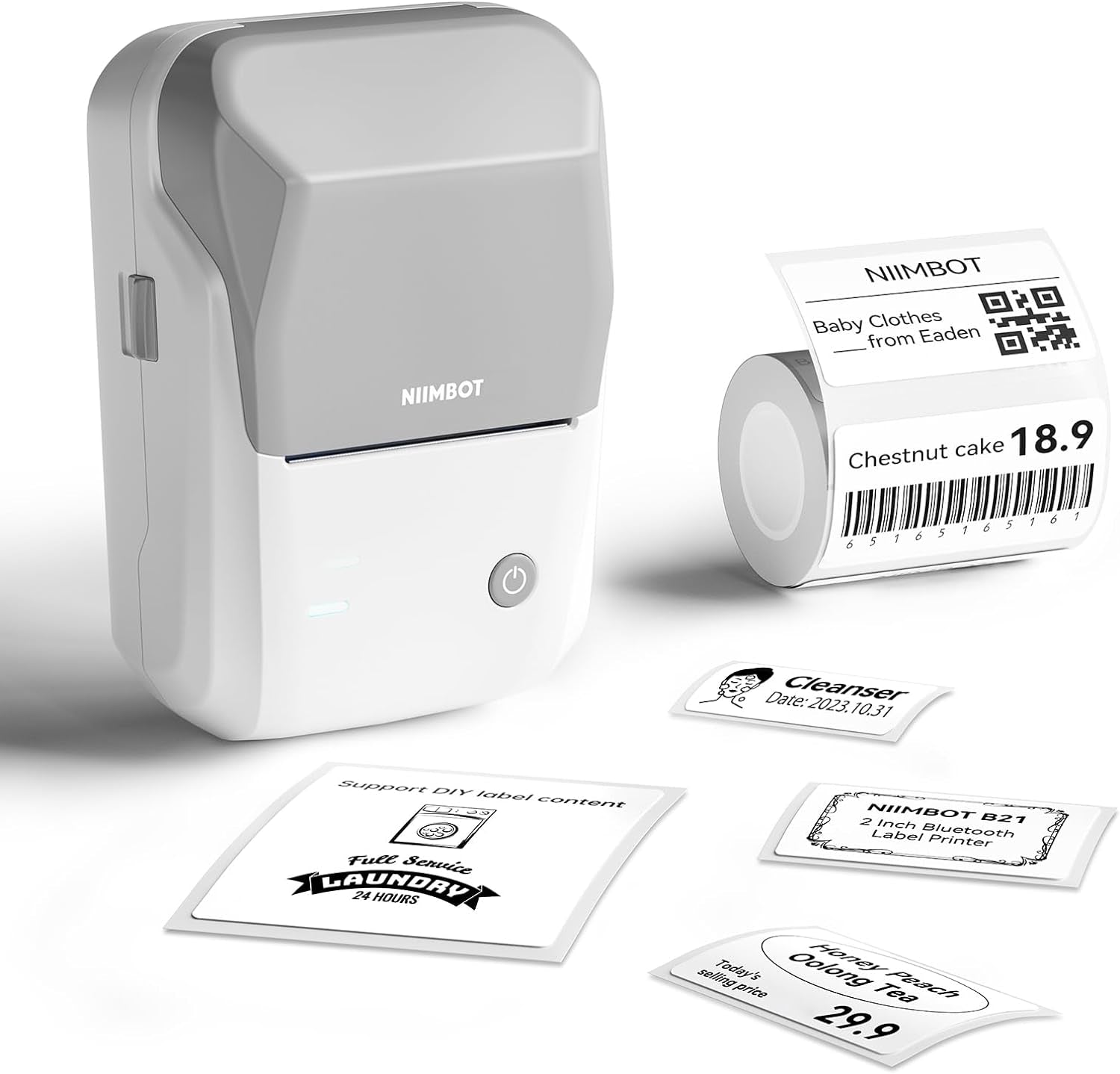 B1 Label Maker, Portable Thermal Label Printer, Mini Label Maker Machine with Tape, Bluetooth Small Sticker Printer with Auto Identification, Labelling Machine for Office, Home, Business
