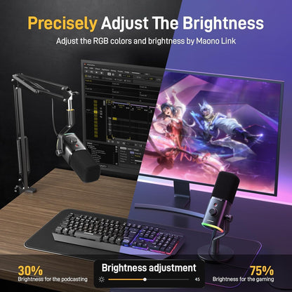 USB/XLR Dynamic Microphone for Gaming Streaming,Computer PC Microphone with Software-Rgb, Mute Button, 48Khz/24Bit Podcasting Desktop Mic for Youtube Video Recording PD100X