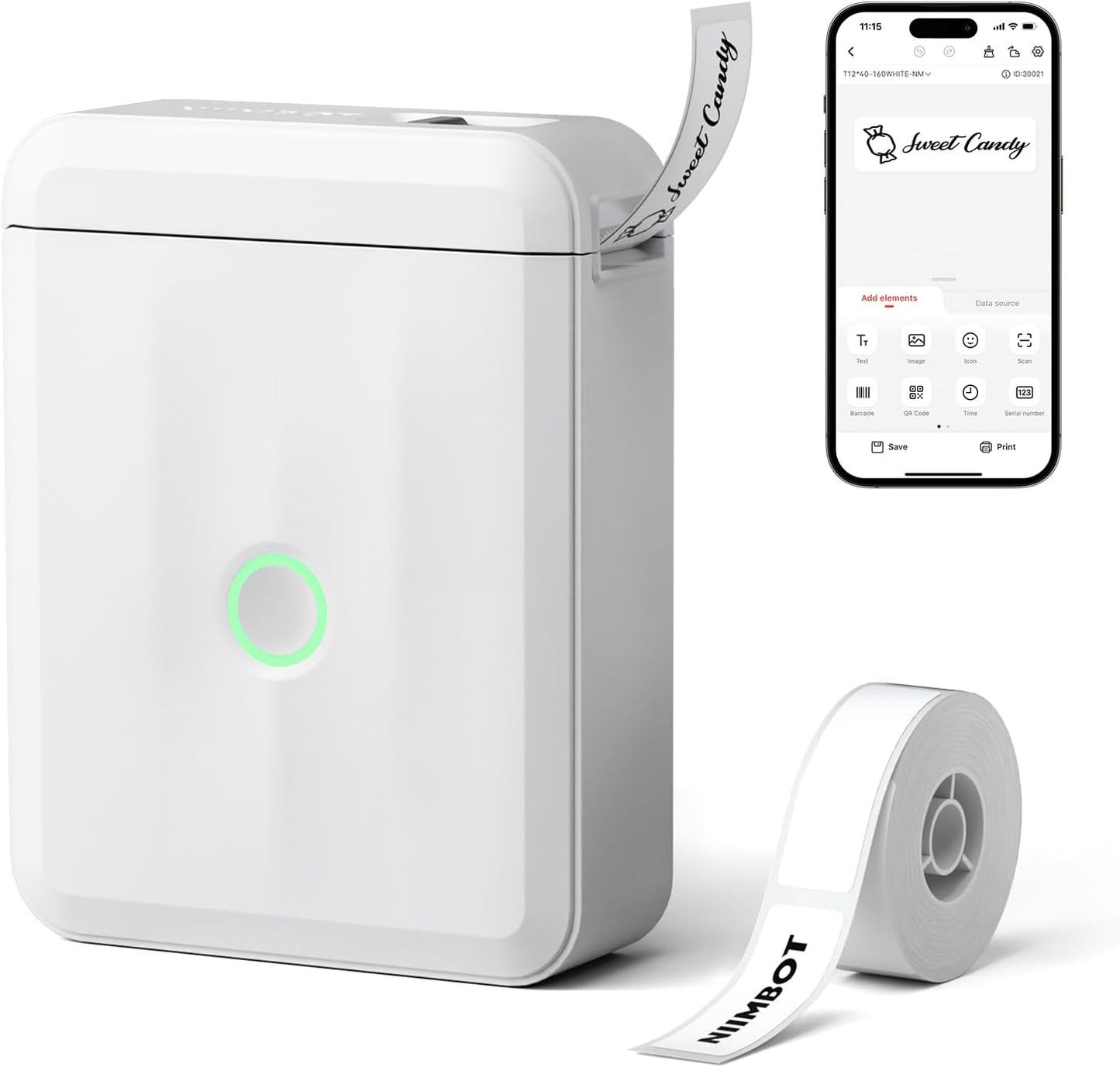 D110 Upgraded Label Maker, Mini Label Printer, Portable Label Maker Machine with Tape Bluetooth Thermal Labelling Machine Small Sticker Printer for Home Kitchen School Office Store, White