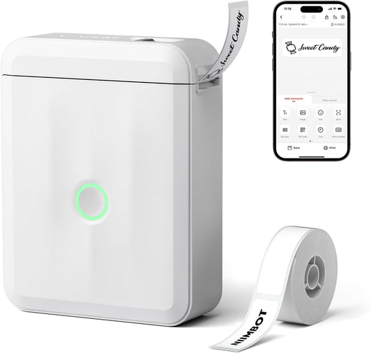 D110 Upgraded Label Maker, Mini Label Printer, Portable Label Maker Machine with Tape Bluetooth Thermal Labelling Machine Small Sticker Printer for Home Kitchen School Office Store, White